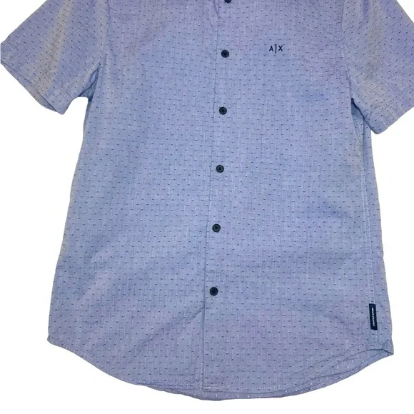 ⚡️SOLD⚡️Armani Exchange Men's Youth Ditsy-Print Dobby Shirt Slim Fit Button Down - Picture 14 of 16